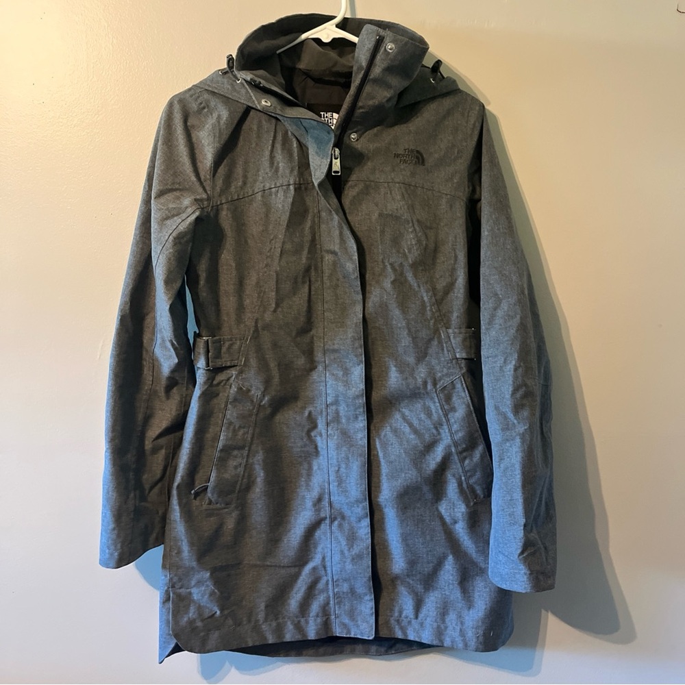 The North Face Laney Trench Coat Womens XS  Hooded Zip Jacket Gray Outerwear
